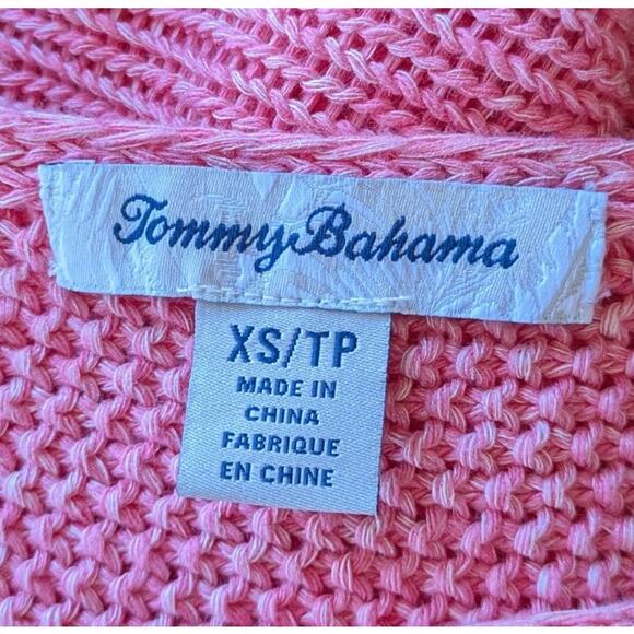Tommy Bahama Sweater XS Pink White Heathered Chunky Knit Oversized Short Sleeve - Picture 8 of 9